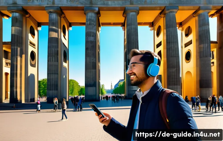 관광통역안내사 직업 전망 및 수요 분석 - A professional city tour guide in Berlin leading a diverse group of tourists, speaking fluently in m...
