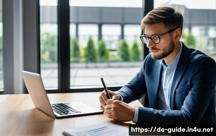관광통역안내사 근무 일지 작성법 - A professional tour guide seated at a wooden desk in a bright, modern office in Germany, diligently ...